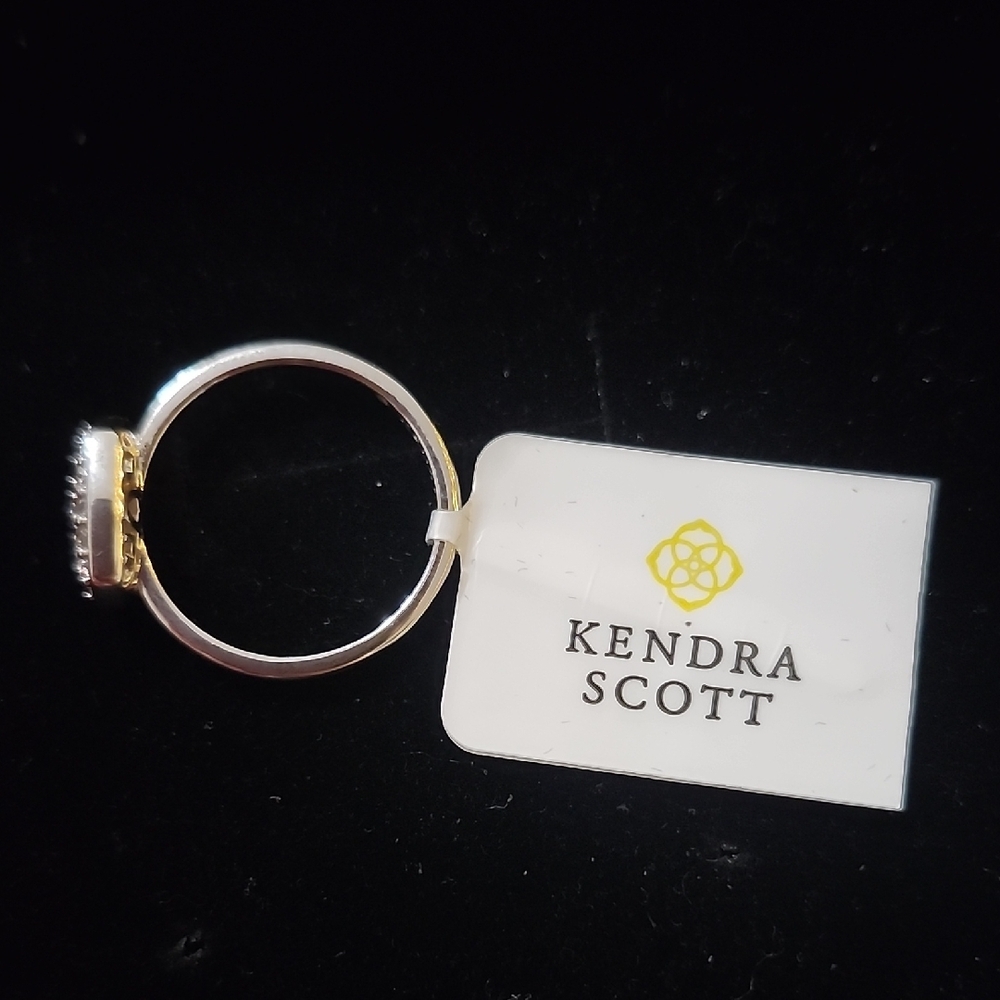 Kendra Scott Grayson Silver Band Ring in White CZ Silver Sparkle Ring - Picture 3 of 5